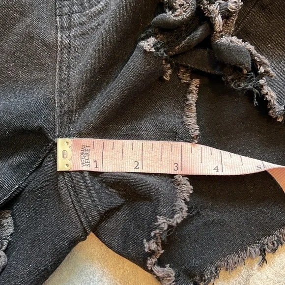 Shein Curve 0XL black high rise ripped denim shorts jean shorts stretchy - Picture 7 of 8